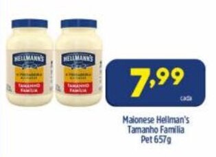 Arena Atacado Maionese Hellmann's Tamanho Familia Pet 657g oferta