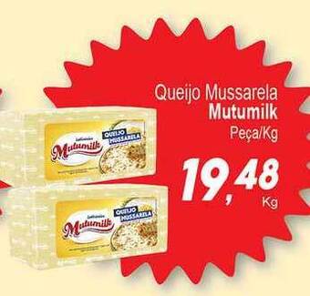 Villefort Atacadista Queijo Mussarela Mutumilk Peça 1kg oferta