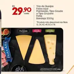 Supper Rissul Trio de Queijos Faixa Azul Parmesão, Tipo Gouda e Tipo Gruyère Fatia Bandeja oferta