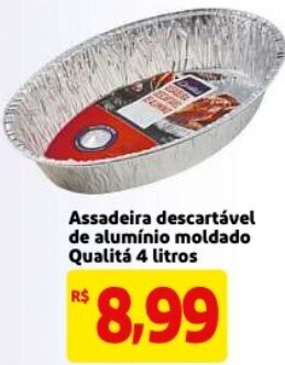 Mercado Extra Assadeira descartavel de Aluminio moldado Qualita 4L oferta