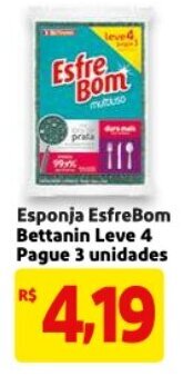 Mercado Extra Esponja Esfrebom Bettanin Leve 4 Pague 3 unidades oferta