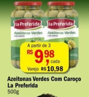Azeitonas Verdes Com Caroco La Preferida 500g