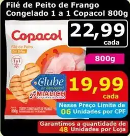 Mialich Supermercados Filé de Peito de Frango Congelado 1 a 1 Copacol oferta
