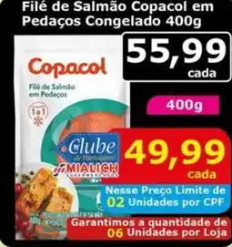 Mialich Supermercados Filé de Salmão Copacol em Pedaços Congelado oferta