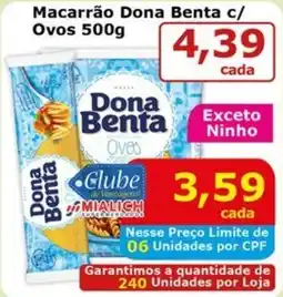 Mialich Supermercados Macarrão Dona Benta c/ Ovos oferta