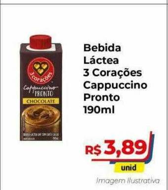 Hiper Moreira Bebida Láctea 3 Corações Cappuccino Pronto oferta