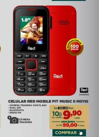 Móveis Simonetti Celular Red Mobile Fit Music Ii M011g oferta