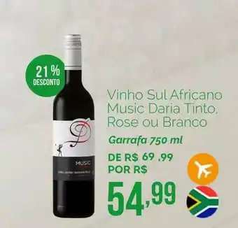 Oba Hortifruti Vinho Sul Africano Music Daria Tinto Rose Ou Branco 21% Desconto oferta