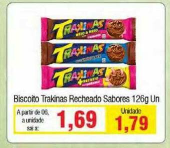 Spani Atacadista Biscoito Trakinas Recheado Sabores oferta
