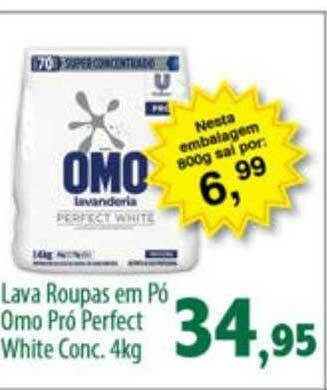 Econômico Atacadão Lava Roupas Em Pó Omo Pró Perfect White Conc. oferta