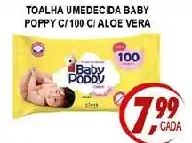 Kaçula Supermercados Toalha umedecida baby poppy c/100 c/ aloe vera oferta