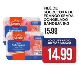 Apoio Mineiro Filé de sobrecoxa de frango seara congelado bandeja oferta