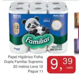 Mineirão Atacarejo Papel Higiênico Folha Dupla Familiar Supremo 20 metros Leve 12 Pague 11 oferta