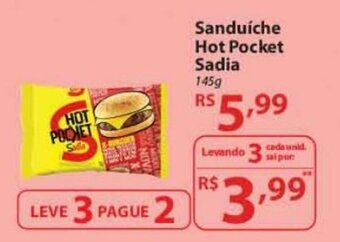 Nacional Sanduiche Hot Pocket Sadia 145g oferta