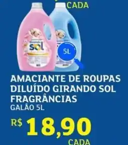 Assaí Atacadista Amaciante de roupas diluído girando sol fragrâncias galão oferta