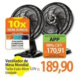 Atacadão Ventilador de Mesa Mondial oferta