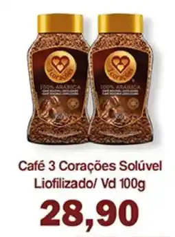 Supermercados Tauste Café 3 Corações Solúvel Liofilizado/ Vd oferta