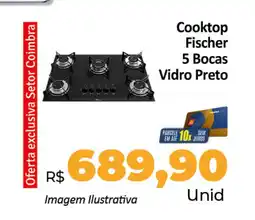 Hiper Moreira Cooktop Fischer 5 Bocas Vidro Preto oferta