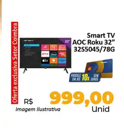 Hiper Moreira Smart TV AOC Roku 32" 32S5045/78G oferta