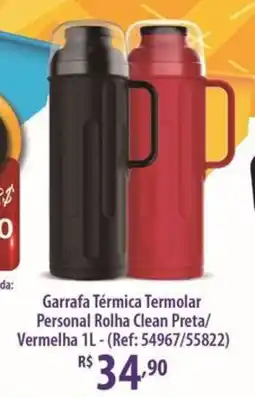 Rede DAS Garrafa Térmica Termolar Personal Rolha Clean Preta/ Vermelha oferta