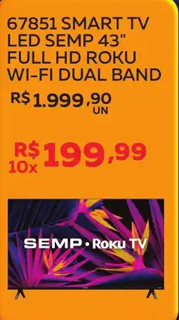 Lider Atacadista 67851 Smart Tv Led Semp 43" full hd roku wi-fi dual band oferta