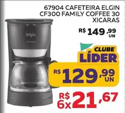 Lider Atacadista 67904 Cafeteira CF300 Elgin family coffee 30 xicaras oferta