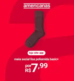 Lojas Americanas meia social lisa poliamida basic+ oferta