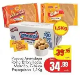Barbosa Supermercados Paçoca Amendupa Rolha Embrulhaca, Molecão, G bi ou Pacoquinha oferta