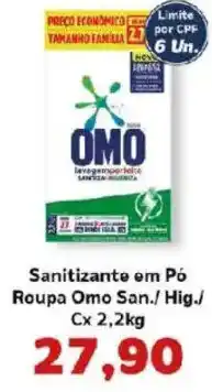 Supermercados Tauste Sanitizante em Pó Roupa Omo San./ Hig./ Cx oferta