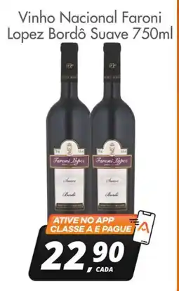 Delta Supermercados Vinho Nacional Faroni Lopez Bordô Suave oferta