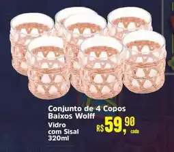 Supermercados Mateus Conjunto de 4 Copos Baixos Wolff oferta