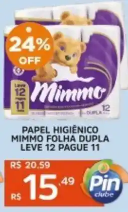 Pinheiro Supermercado Papel higiênico mimmo folha dupla leve 12 pague 11 oferta