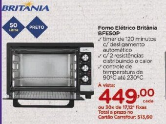 Carrefour Forno Eletrico Britania BFE5OP oferta