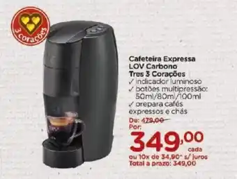 Carrefour Cafeteira Expressa LOV Carbona Tres 3 Coracoes oferta