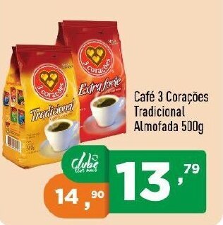 Supermercados Pague Menos Cafe 3 Coracoes Tradicional Almofada 500g oferta