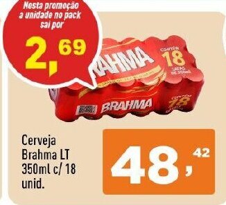 Supermercados Pague Menos Cerveja Brahma Lt 350ml c/ 18 unid. oferta