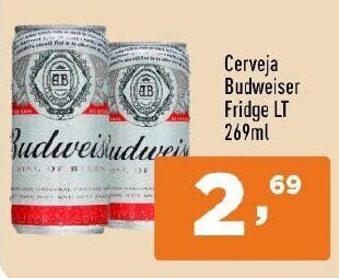Supermercados Pague Menos Cerveja Budweiser Fridge lt 269ml oferta