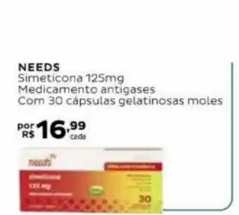 Needs Simeticona Medicamento Antigases Com 30 Cápsulas Gelatinosas Moles