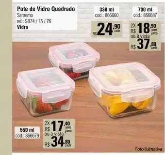 Pote De Vidro Quadrado