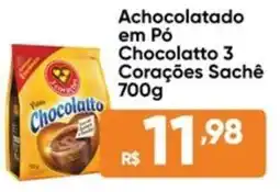Atacado Vem Achocolatado em Pó Chocolatto 3 Corações Sachê oferta