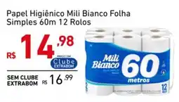 Extrabom Supermercados Papel Higiênico Mili Bianco Folha Simples 60m 12 Rolos oferta