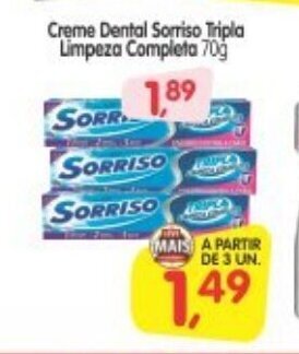 Creme Dental Sorriso Tripla Limpeza Completa 70g