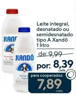 Coop Leite integral, desnatado ou semidesnatado tipo A Xandô oferta