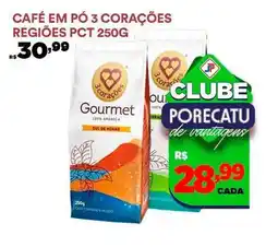 Supermercado Porecatu Café em pó 3 corações regiões pct oferta