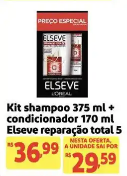 Extra Supermercado Kit shampoo + Kit shampoo 375 ml + condicionador 170 ml Elseve reparação total 5 Elseve reparação total 5 oferta