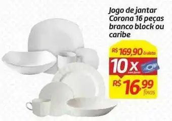 Jogo De Jantar Corona 16 Peças Branco Block Ou Caribe