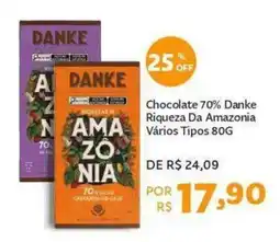 Mercadinhos São Luiz Chocolate 70% Danke Riqueza Da Amazonia Vários Tipos oferta