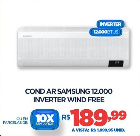 DB Supermercados Cond ar samsung 12.000 INVERTER WIND FREE oferta