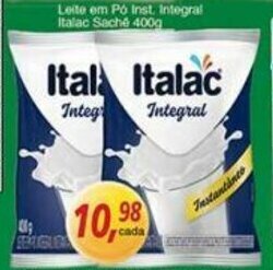 Supermercados Guanabara Leite em po Inst. Integral Italac Sache 400g oferta