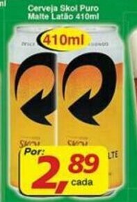 Supermercados Guanabara Cerveja Skol Puro Malte latao 410ml oferta